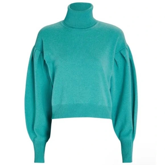 Intermix Taylor Cashmere Turtleneck Sweater | Green - Picture 2 of 10